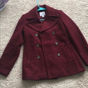 old navy dark red pea coat